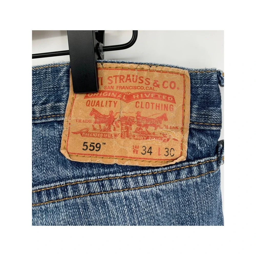Vintage Levis 559 Jeans Mens 34x30 Blue Relaxed Straight Fade Y2K Denim Pants